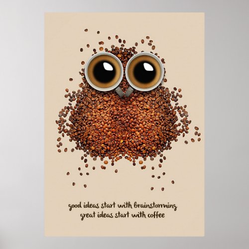 Coffee Lover Coffee Owl Poster