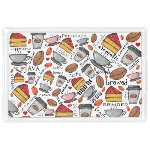 Coffee Lover Coffee Shop or Café  Acrylic Tray