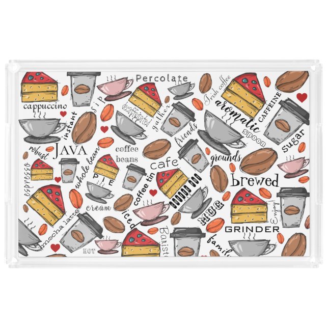 Coffee Lover Coffee Shop or Café  Acrylic Tray (Front)