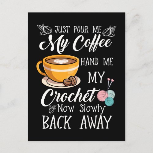 Coffee Lover Crochet Lady Crocheting Yarn Humor Postcard