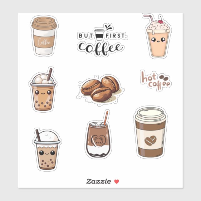 Coffee Lover Custom-Cut Vinyl Laptop Sticker (Sheet)