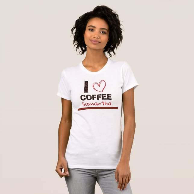Coffee Lover Custom Name Coffee Bean Design T-Shirt (Front Full)