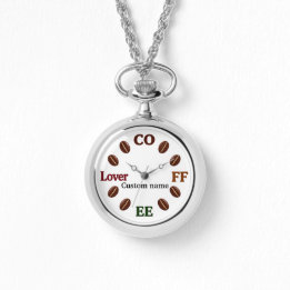 Coffee Lover Custom Name Necklace Watch