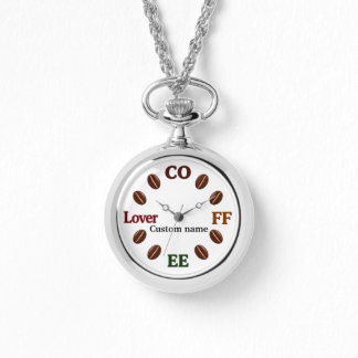 Coffee Lover Custom Name Necklace Watch