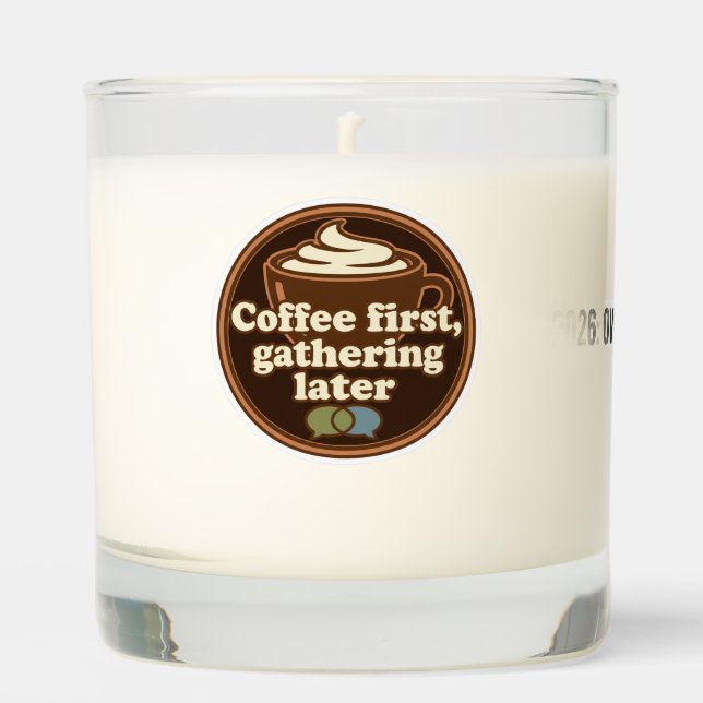 Coffee Lover Daily Ritual Sticker Scented Candle (Front)