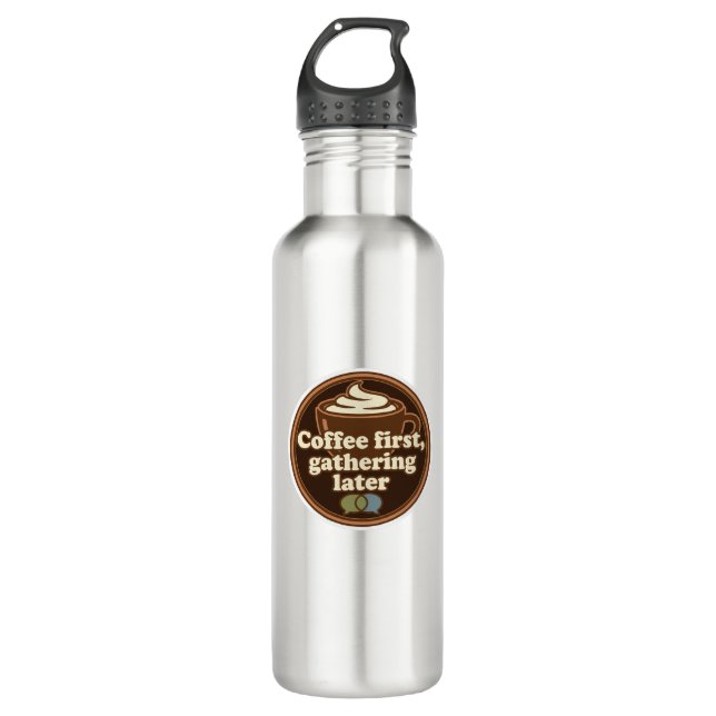 Coffee Lover Daily Ritual Sticker Stainless Steel Water Bottle (Front)