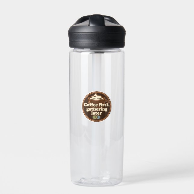 Coffee Lover Daily Ritual Sticker Water Bottle (Front)