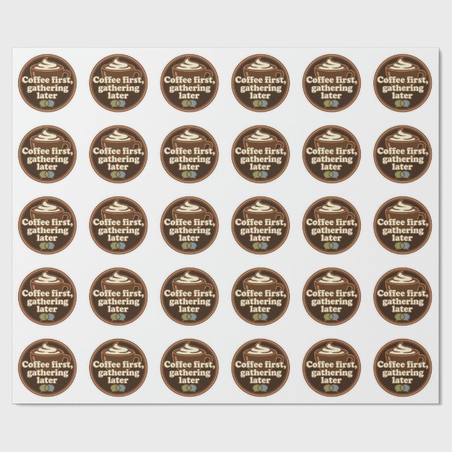 Coffee Lover Daily Ritual Sticker Wrapping Paper (Flat)