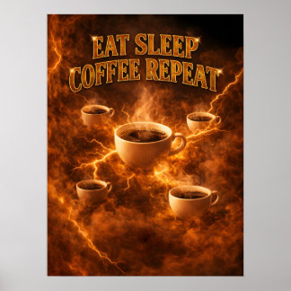 Coffee Lover Dark Energy Glow Poster