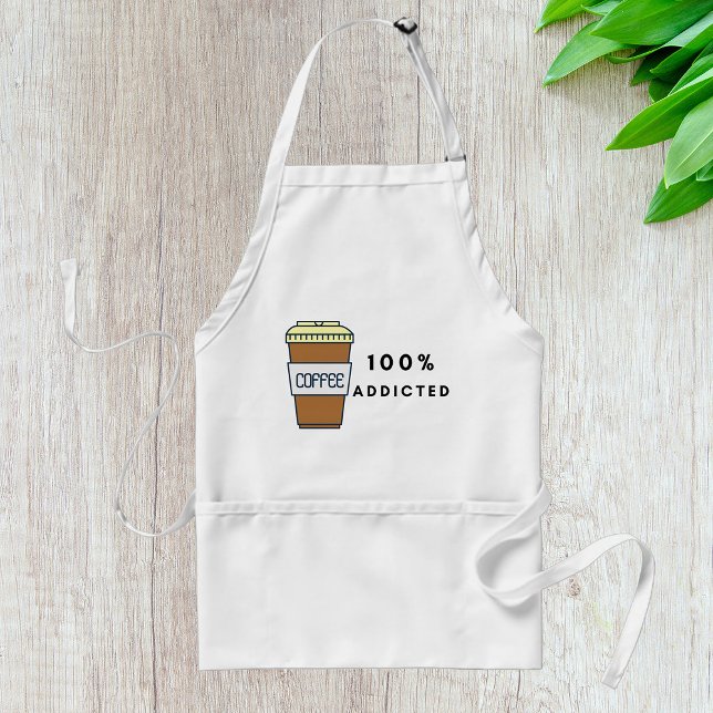 Coffee Lover Design 100% Addicted Caffeine  Adult Apron (Creator Uploaded)