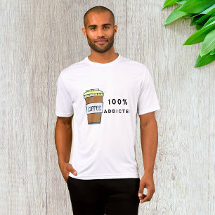 Coffee Lover Design 100% Addicted Caffeine T-Shirt