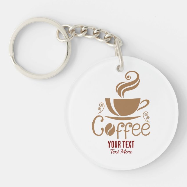 Coffee Lover Design – Minimal Coffee Cup Graphic Keychain (Front)