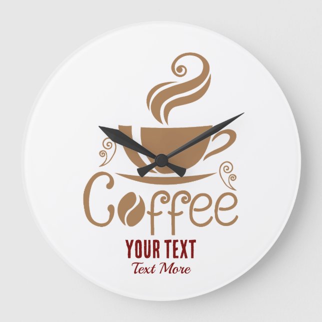 Coffee Lover Design – Minimal Coffee Cup Graphic Large Clock (Front)