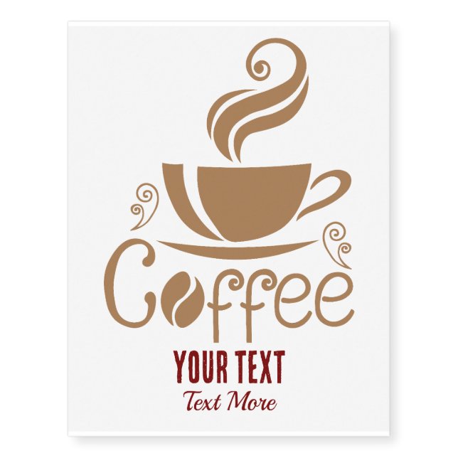 Coffee Lover Design – Minimal Coffee Cup Graphic Temporary Tattoos (Front)