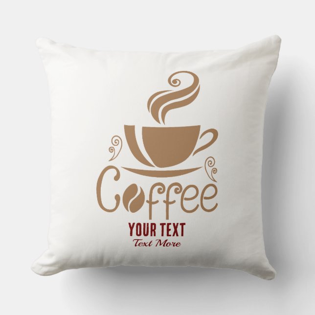 Coffee Lover Design – Minimal Coffee Cup Graphic Throw Pillow (Front)
