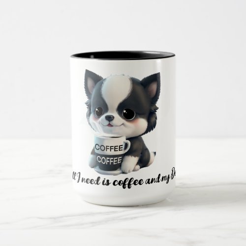 Coffee lover Dog lover black and white dog  Mug