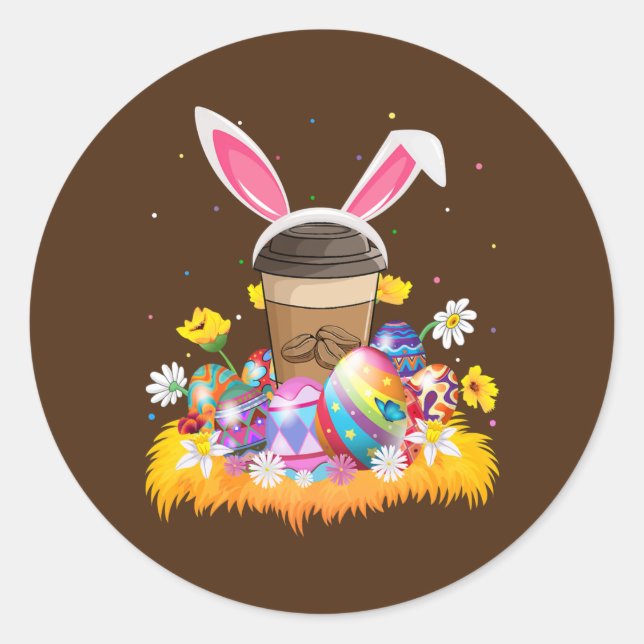 Coffee Lover Easter Egg Funny Coffee Easter Classic Round Sticker (Front)