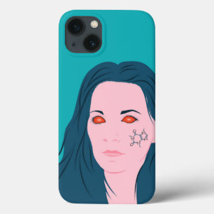 Coffee Lover Girl Blue Hair Caffeine Tattoo iPhone 13 Case