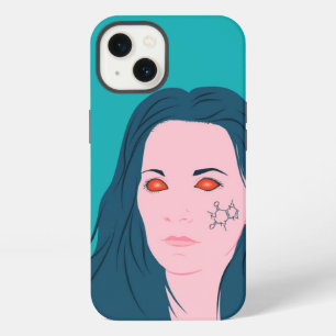 Coffee Lover Girl Blue Hair Caffeine Tattoo iPhone 13 Case