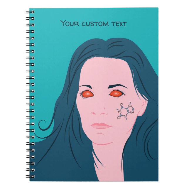 Coffee Lover Girl Caffeine Tattoo Custom Text Notebook (Front)