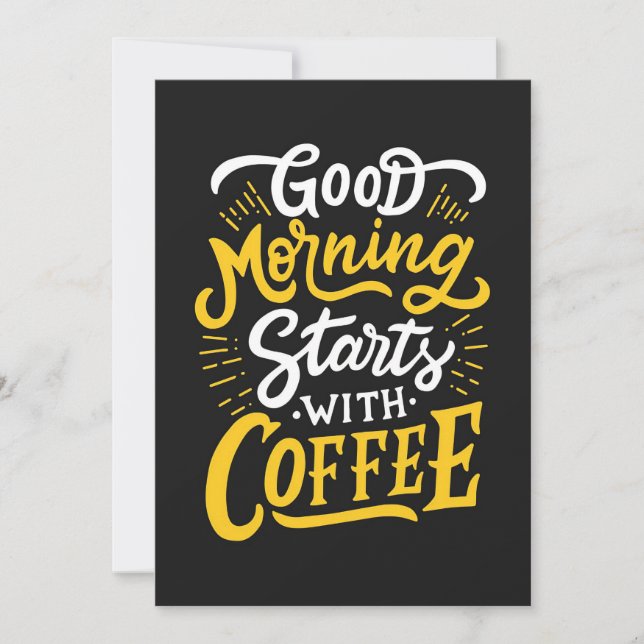 Coffee Lover Good Morning Starts With Coffee Thank You Card (Front)