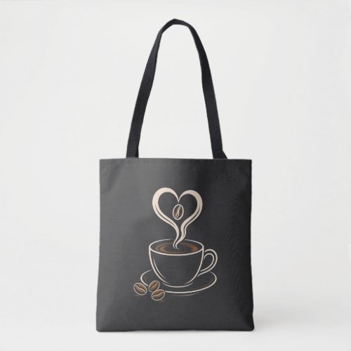 Coffee Lover Heart Steam Minimalist Design Tote Bag