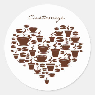 Coffee Lover Heart Thunder_Cove Classic Round Sticker