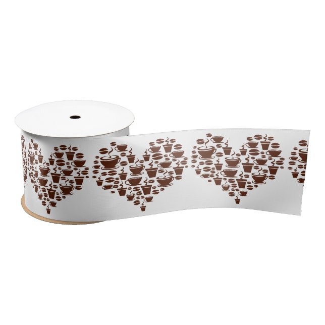 Coffee Lover Heart Thunder_Cove Satin Ribbon (Spool)