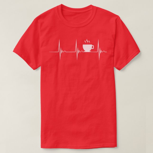 Coffee Lover Heartbeat EKG Pulse Hot Espresso Coff T-Shirt (Design Front)