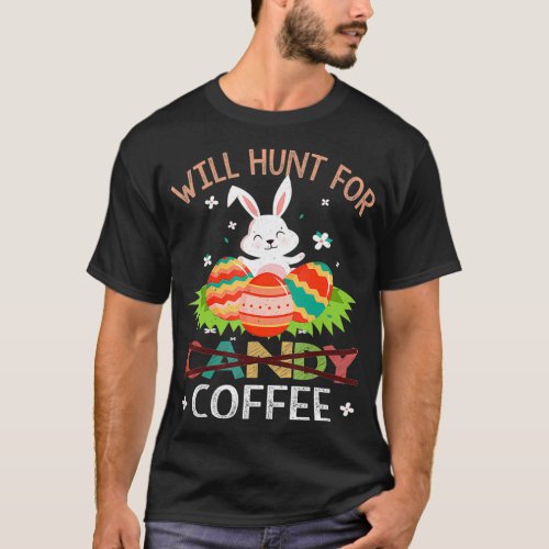 Coffee Lover Kawaii Bunny Easter Day Happy Easter  T_Shirt
