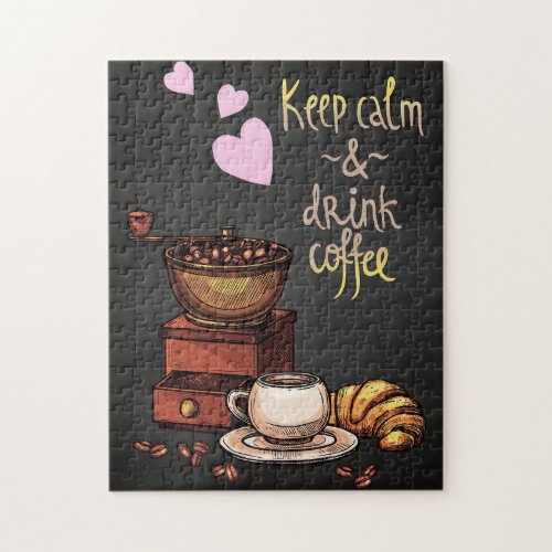 Coffee Lover Keep Calm And Drink Coffee Jigsaw Puzzle