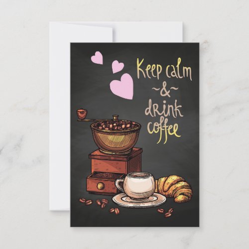Coffee Lover Keep Calm And Drink Coffee RSVP Card