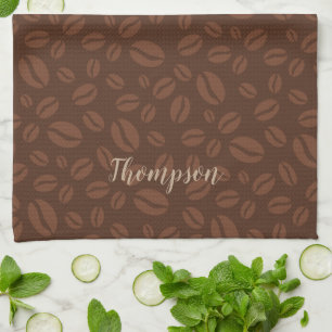 Coffee Lover Kitchen Towel   Coffee Beans Pattern