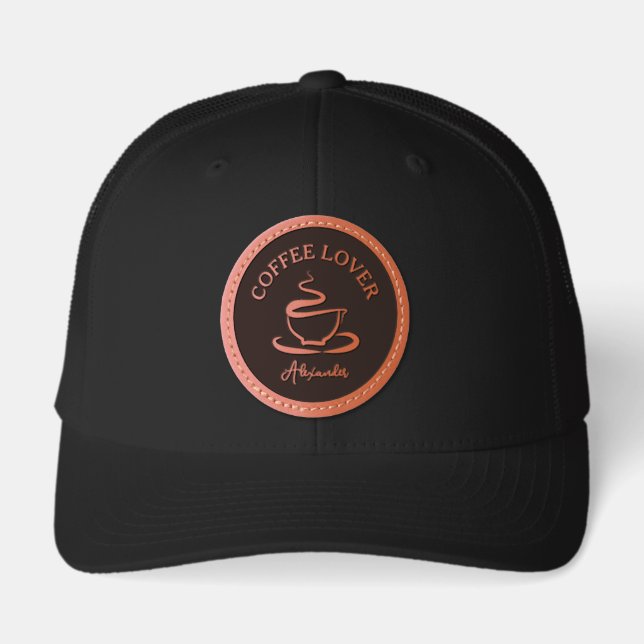 Coffee Lover Leather Patch Hat (Front)