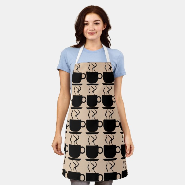 COFFEE LOVER mocha KITCHEN APRON (Worn)