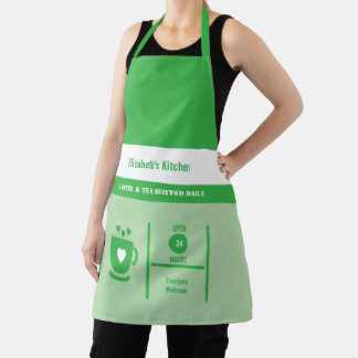 Coffee lover name kitchen green apron
