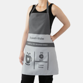 Coffee lover name kitchen grey apron