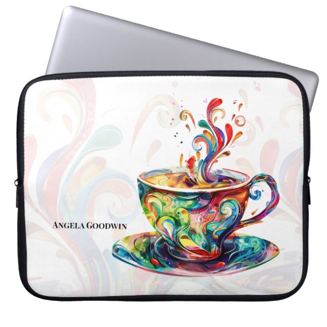 Coffee Lover Personalized Laptop Sleeve (Front)