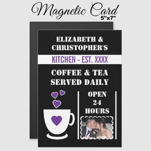 Coffee lover photo purple fridge magnetic card