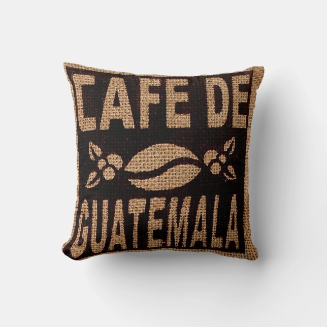COFFEE LOVER PILLOWS, BURLAP COFFEE BAG THROW PILLOW (Front)