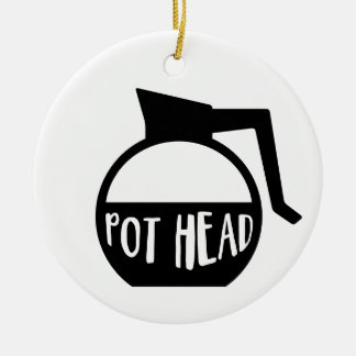 Coffee Lover Pot Head Ceramic Ornament