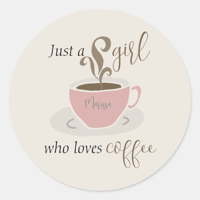 Coffee Lover Retro Style Personalized Cute Classic Round Sticker (Front)