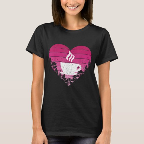 Coffee Lover Retro Vintage Heart Coffee Valentines T_Shirt