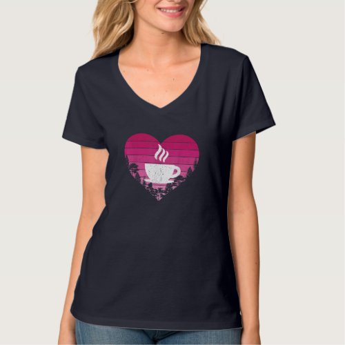 Coffee Lover Retro Vintage Heart Coffee Valentines T_Shirt