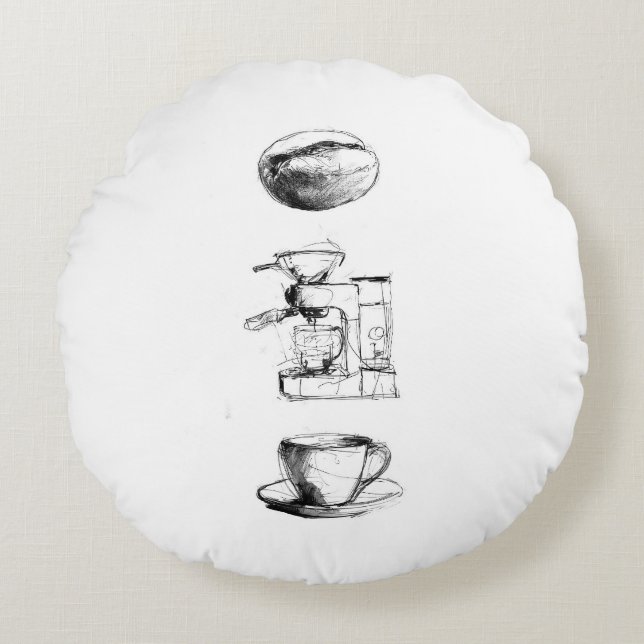 Coffee Lover Set Round Pillow (Front)