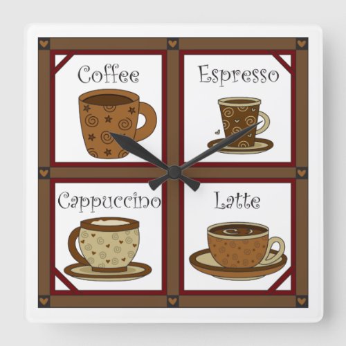 Coffee Lover Square Wall Clock