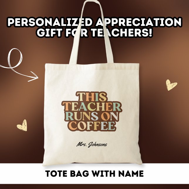 Coffee Lover Teacher Colorful Thank You Gift Tote Bag (Creator Uploaded)