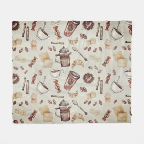 Coffee Lover Themed  Fleece Blanket