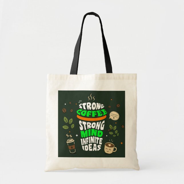 Coffee Lover Typography Canvas Tote Bag  (Front)