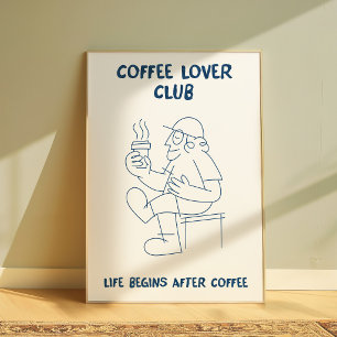 Coffee Lover Wall Art Poster Minimalist Line Art